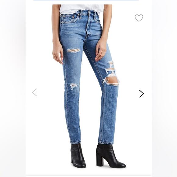 Levi’s 501 Skinny Distressed High Rise Button Fly Jeans Size 29 Denim - Picture 2 of 15